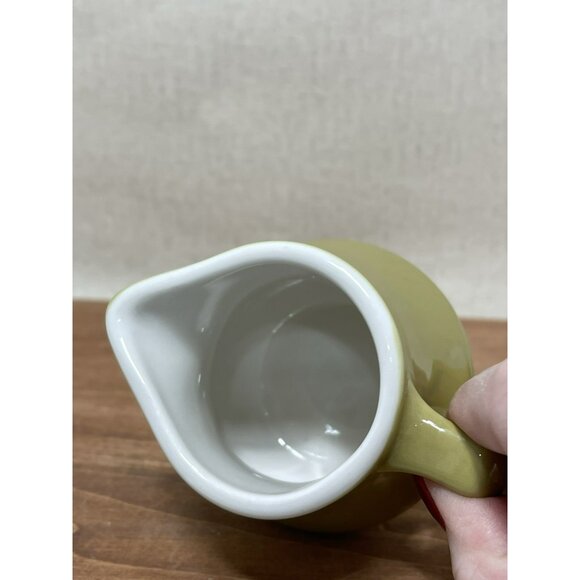 Vintage Homer Laughlin Best China Olive Green Creamer Has Chip On Base 3 Inch - Picture 9 of 9